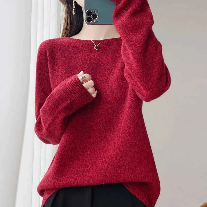 Women Cashmere Sweater 100% Merino Wool Pullover Autumn Winter O-Neck Jumper Basic Casual Knitwear Tops Solid Color Clothing