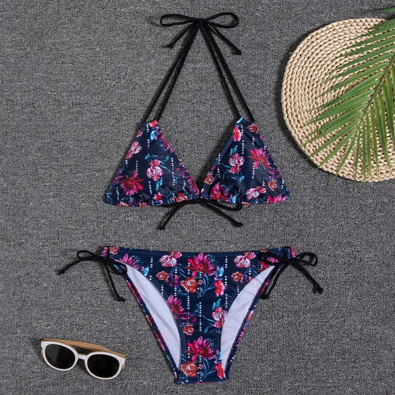 2022 New Swimwear Woman Sexy Push Up Bikini Set Swimsuit Women Print Floral Beachwear Biquini Two Piece Bathing Suit