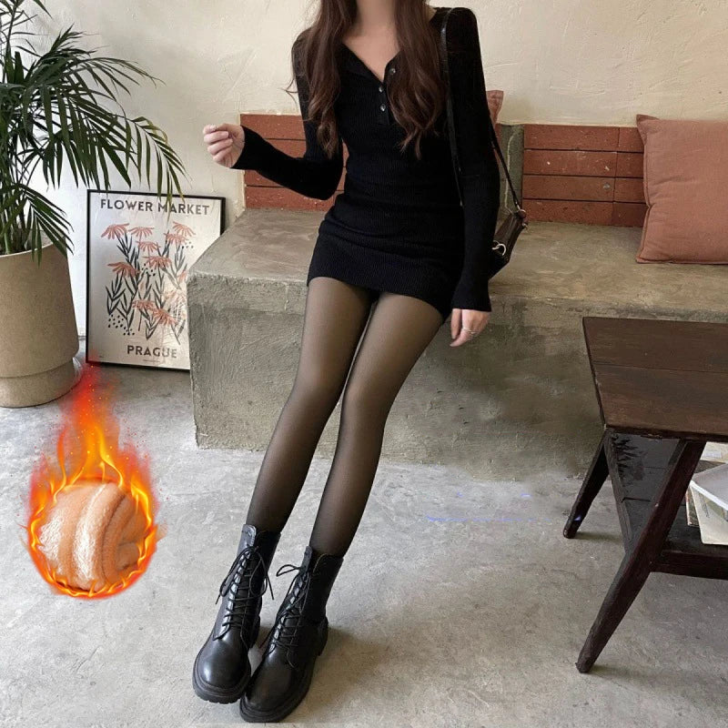 Thermal Fleece Pantyhose — High Waist Warm Translucent Tights