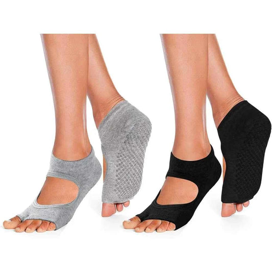 Yoga Socks for Women Non-Slip, Toeless Grippy Pilates Workout Socks, Breathable Dance Fitness Socks with Grip Bottom