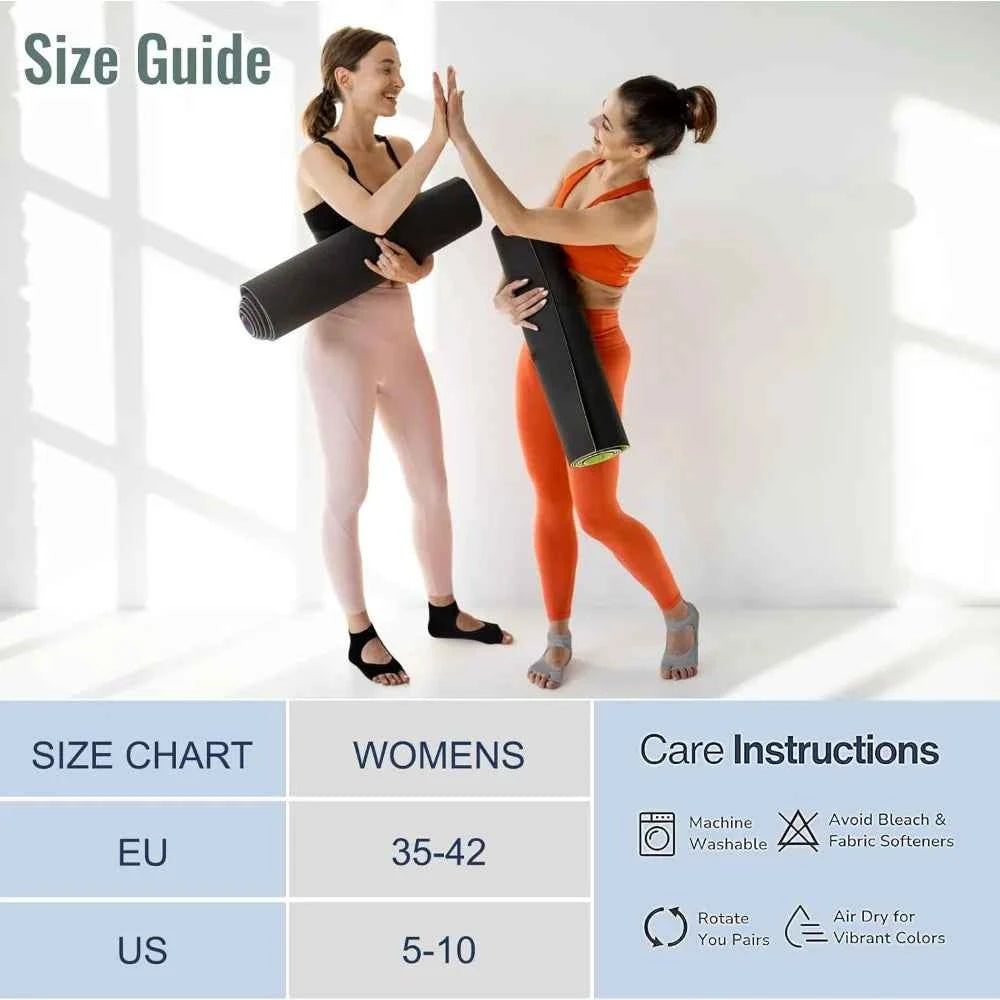 Yoga Socks for Women Non-Slip, Toeless Grippy Pilates Workout Socks, Breathable Dance Fitness Socks with Grip Bottom