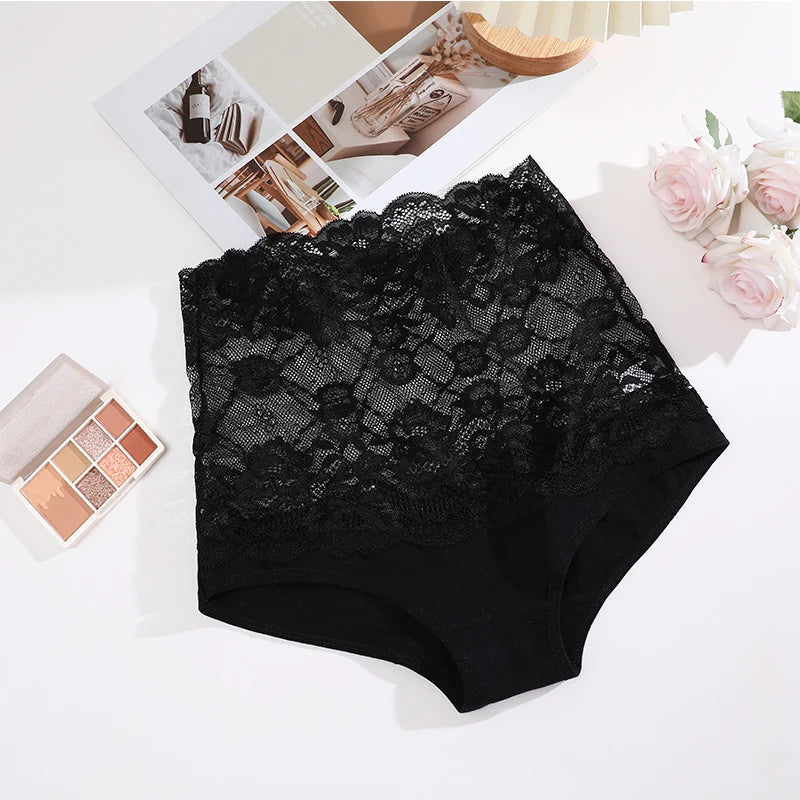FINETOO 6-Pack Women's High Waist Lace Briefs – Soft Cotton Floral Hipster Underwear S-2XL