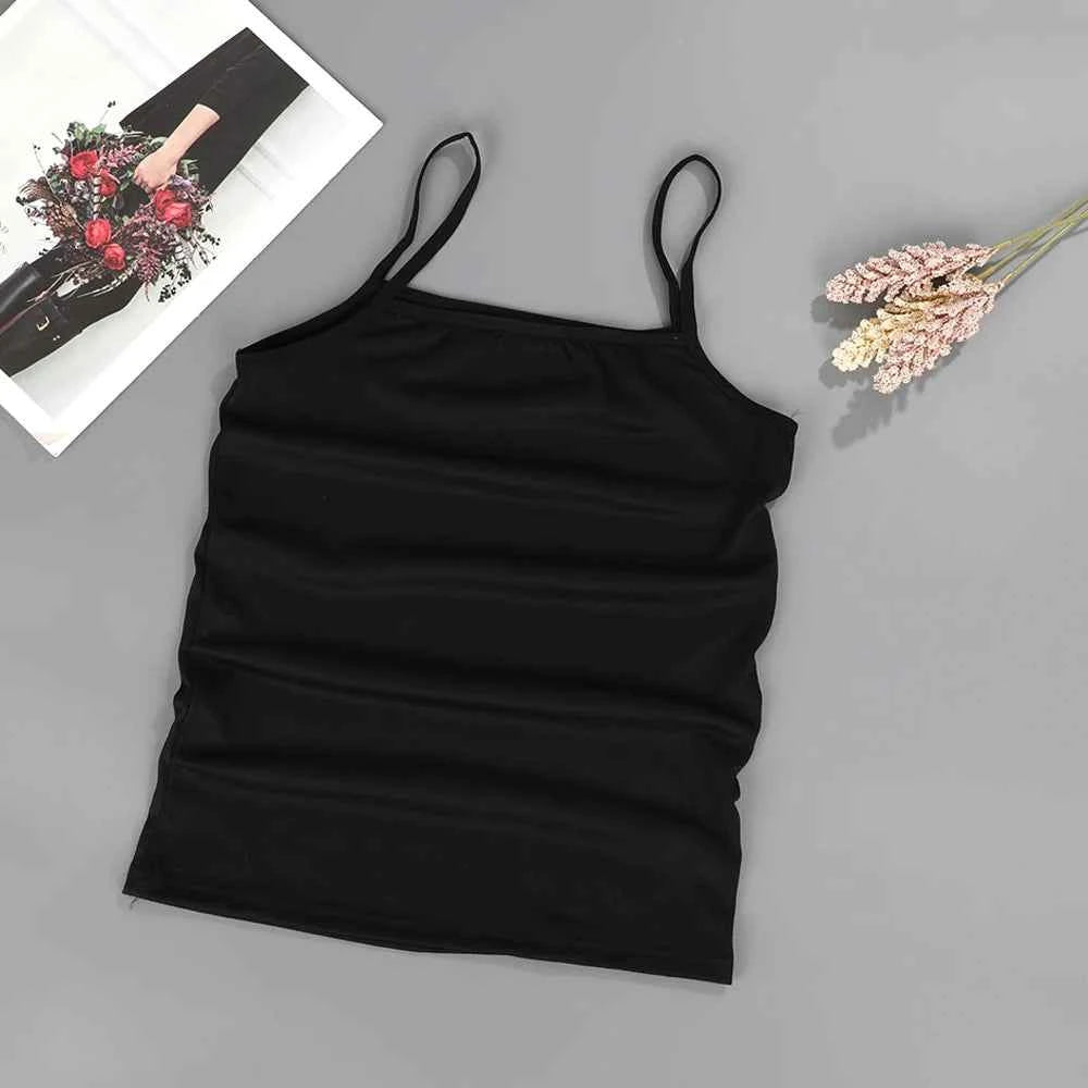 Summer Sexy Sling Camisoles Black White Tank Top Women Crop Tops Sleeveless T-Shirt Sport Vest Simple Solid Color Thin Camisole