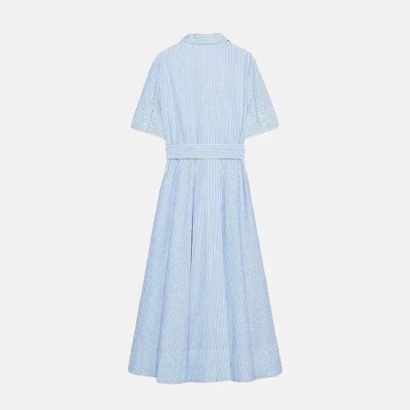 Casual Shirt Dress Women's Versatile Summer New Style Summer 2025 Chiffon High Waist A-Line Skirt Short Sleeve Loose Fit Sing...
