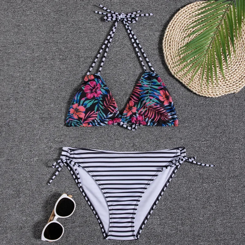 2022 New Swimwear Woman Sexy Push Up Bikini Set Swimsuit Women Print Floral Beachwear Biquini Two Piece Bathing Suit