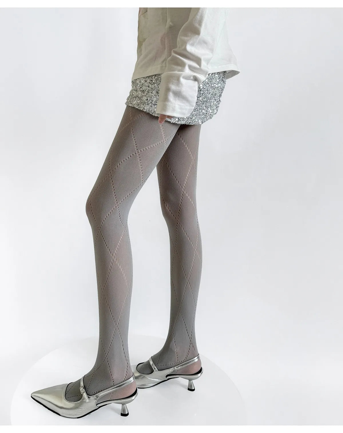 Retro Plaid Fishnet Pantyhose — Hollow Mesh Tights & Lingerie Hosiery