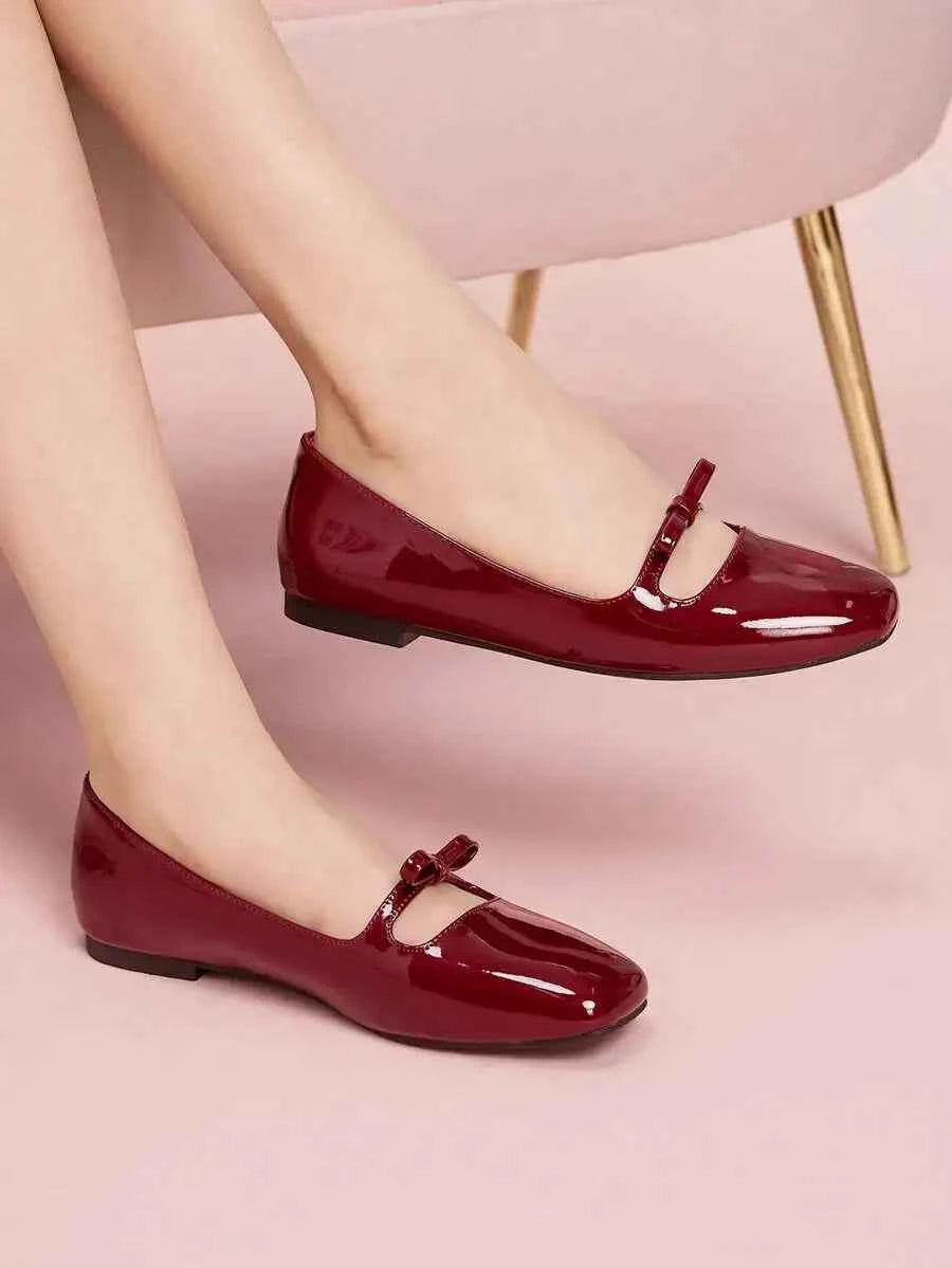 Women's Bow Ballerina Flats – Round Toe Slip-On Mary Jane Shoes for Casual, Commute & Party