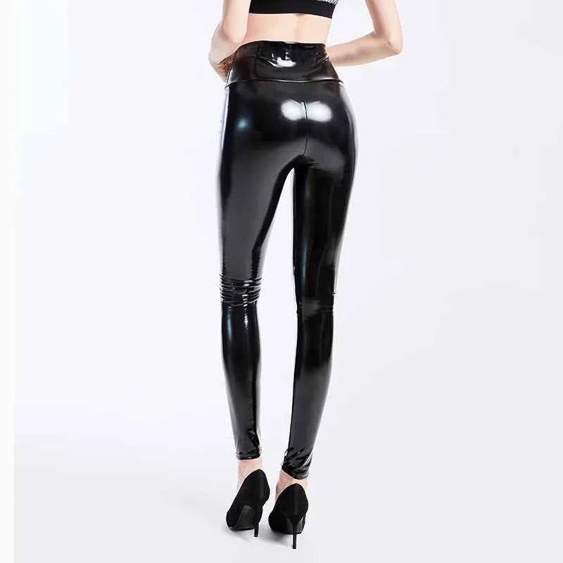 High-Waist Faux Leather Pencil Pants – Slim Fit Bodycon Trousers for Women