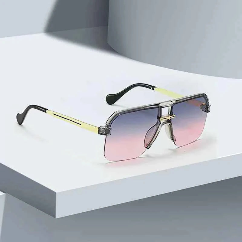 2025 New in Sunglasses for Women  Modern Fashion Transparent Frame Gradient Yellow Pink Lens Square Glasses Gift for Friend