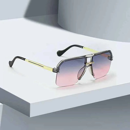 2025 New in Sunglasses for Women  Modern Fashion Transparent Frame Gradient Yellow Pink Lens Square Glasses Gift for Friend