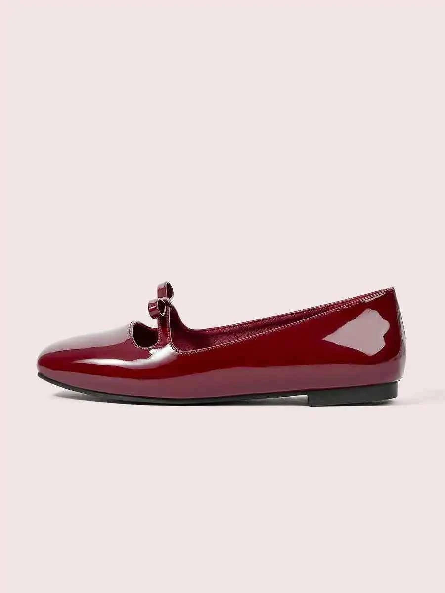 Women's Bow Ballerina Flats – Round Toe Slip-On Mary Jane Shoes for Casual, Commute & Party