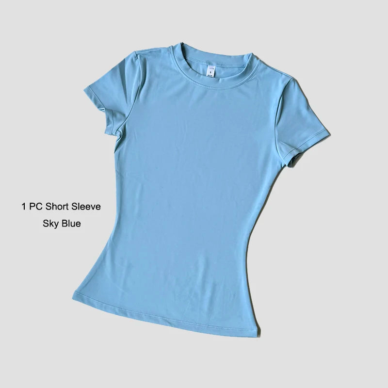 Seamless Short Sleeve Yoga Top — Gym & Running T-Shirt