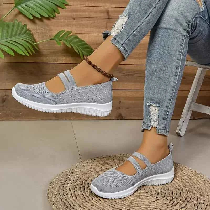 Women's Breathable Knit Mary Jane Sneakers | Slip-On Lightweight Flats