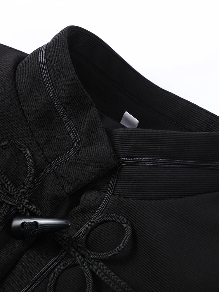 Retro Horn Button Black Jacket For Women Elegant Long Sleeve Stand Collar Coat 2026 Spring New Chic Lady Street Casual Outerwear