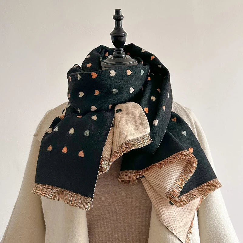 Winter Women's Scarf Luxury Design Double sided Cashmere Feel Scarf Warm Scarf Shawl