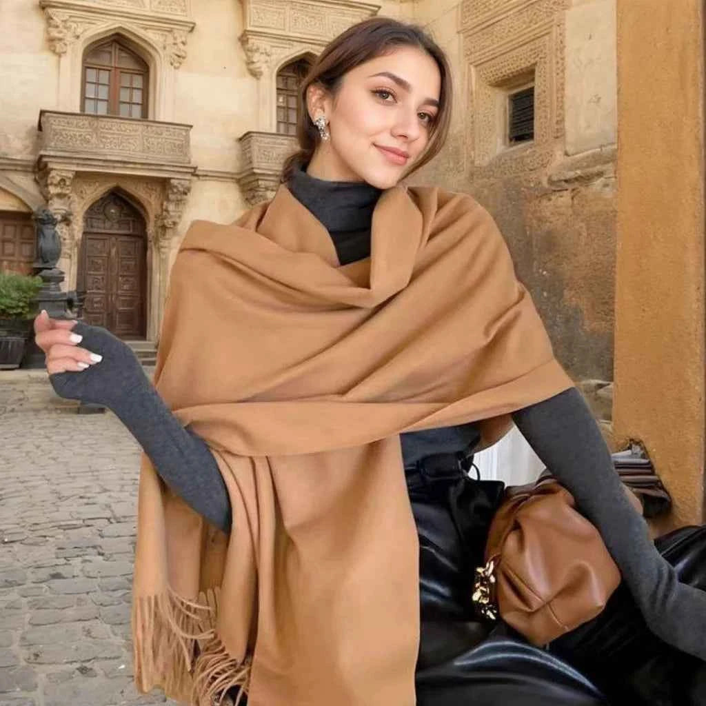 Women's Winter Scarves Cashmere Scarf Women Black Ladies Winter Wool Scarf Warm XWJ07