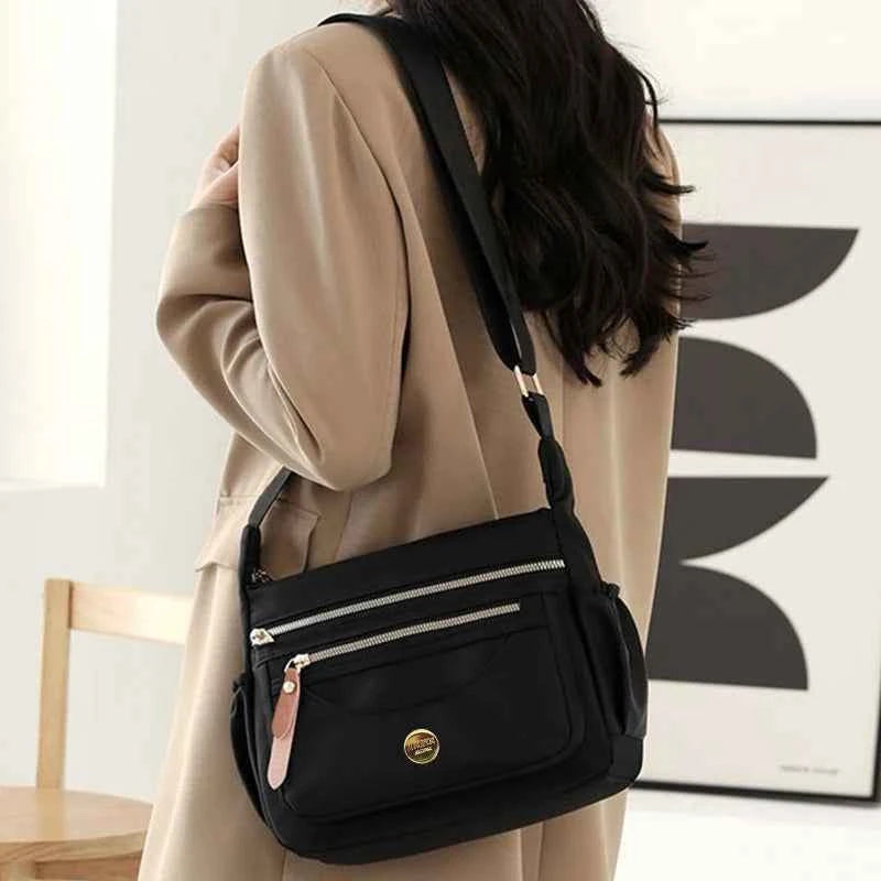 Women's Waterproof Nylon Crossbody Bag | Lightweight Multi-Pocket Shoulder Bag