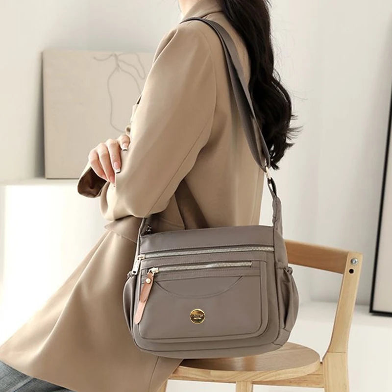 Women's Waterproof Nylon Crossbody Bag | Lightweight Multi-Pocket Shoulder Bag