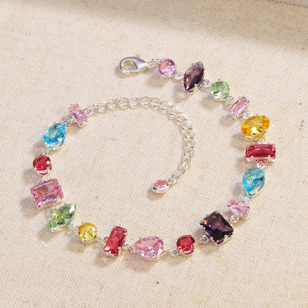 18K Gold Plated Colorful Crystal Zircon Necklace