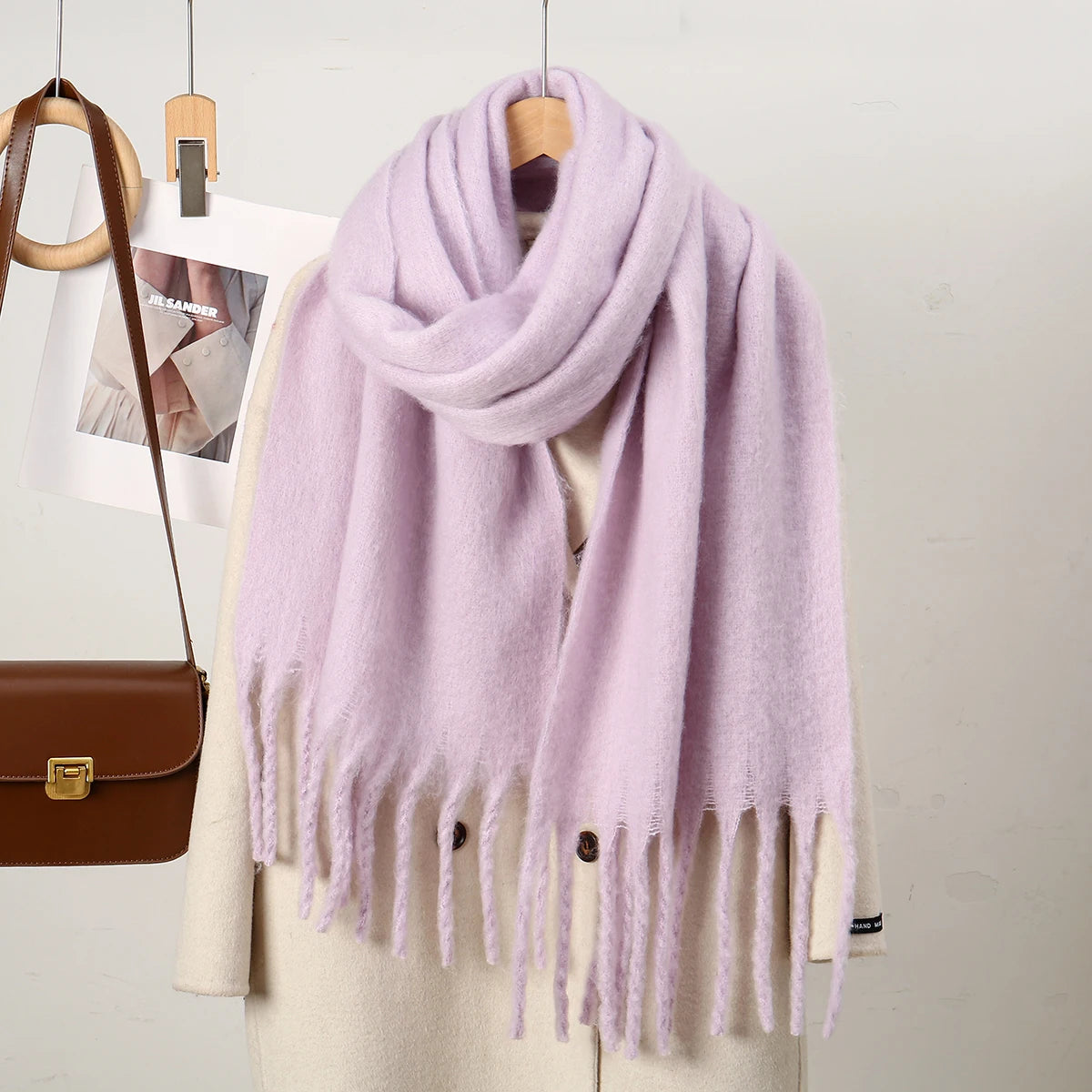 Winter Scarf for Women Cashmere Warm Solid Pashmina Blanket Wraps Female Thick Soft Tassel Shawl Long Poncho Echarpe 245*40cm