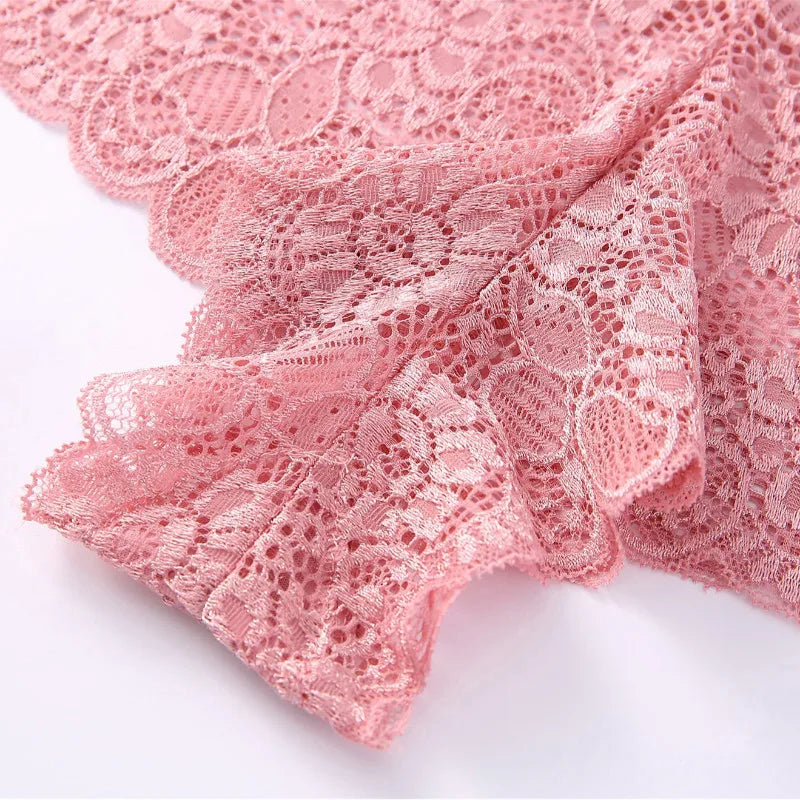 Sexy Lace Mid Rise Breathable Panties Summer Comfort Women Lingerie Elastic Comfortable Underwear Solid Color Casual Home Briefs