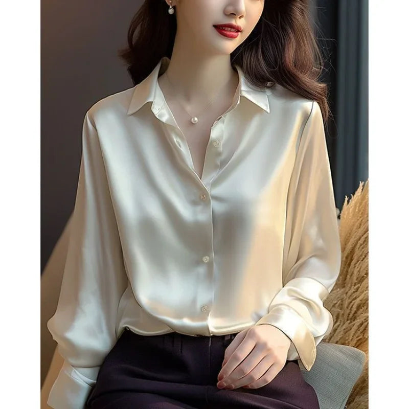 Women's Polo-Neck Blouse | Elegant Long Sleeve Office Shirt