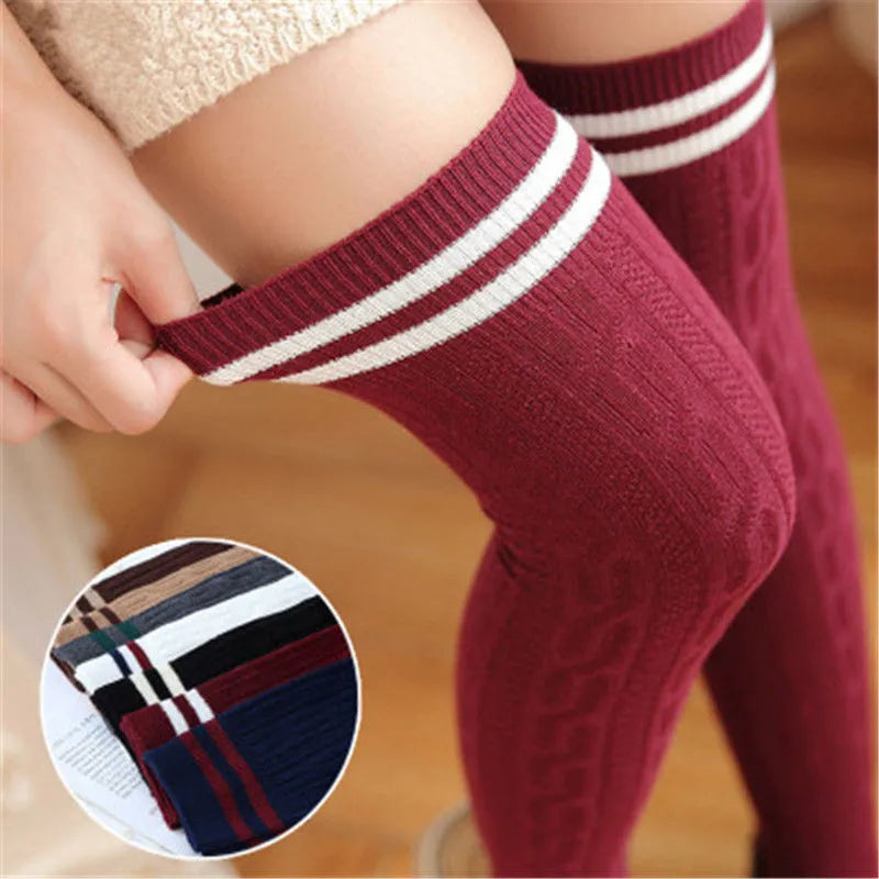 Cotton Thigh High Stockings — Over-Knee Socks for Women & Girls