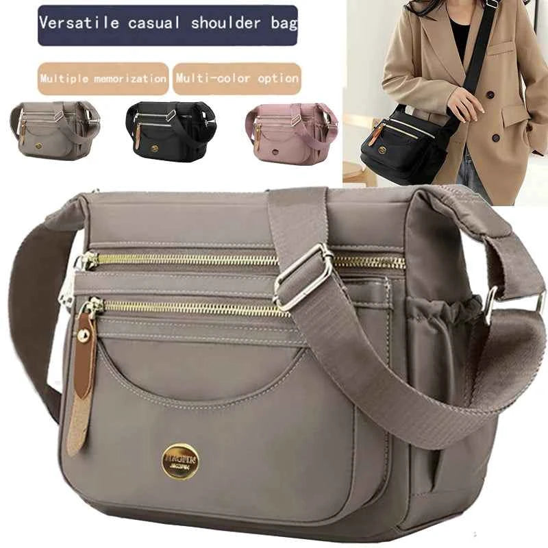 Women's Waterproof Nylon Crossbody Bag | Lightweight Multi-Pocket Shoulder Bag