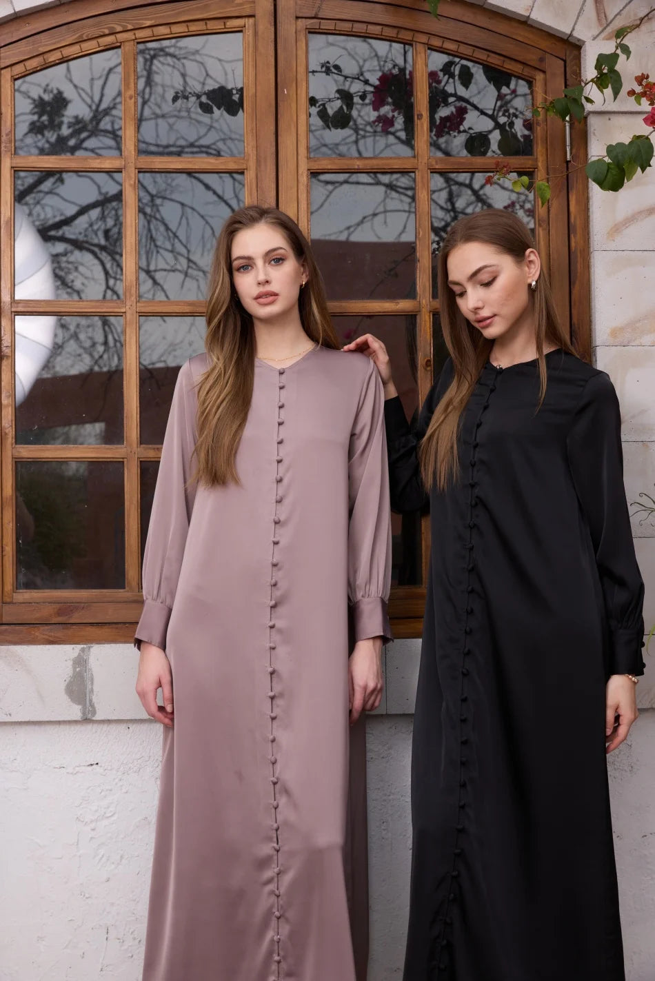Satin Button Dress — Lightweight Comfortable Dressy Women’s Wear