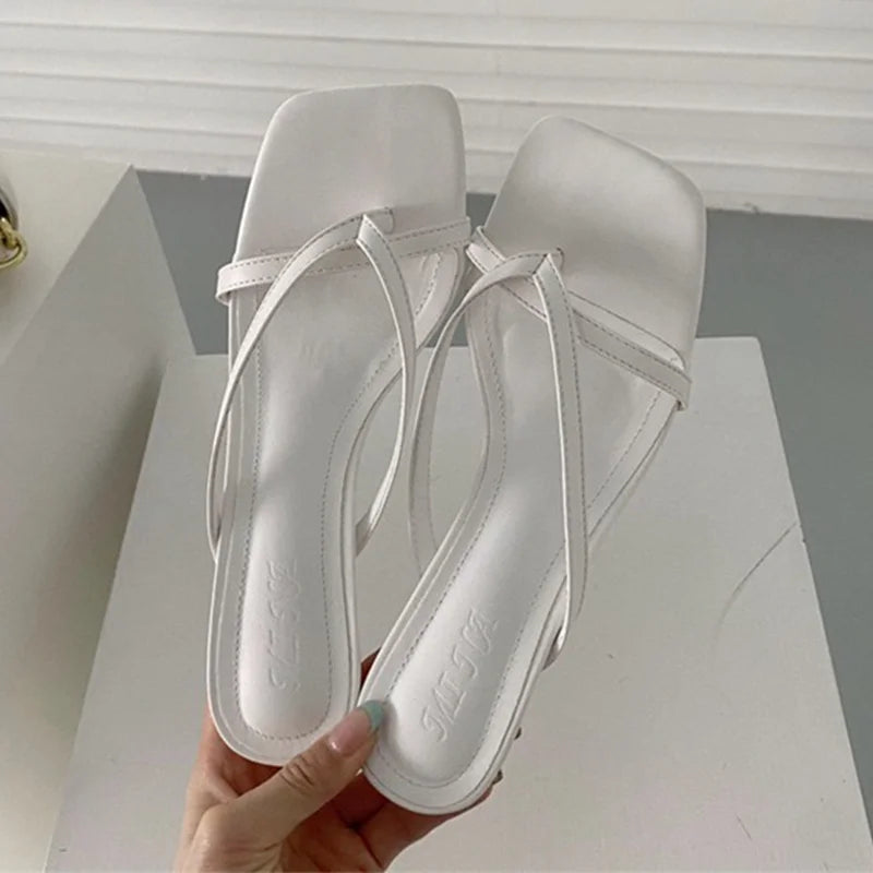 Heeled Sandal Slippers — Clip Toe Luxury Party Slides for Women
