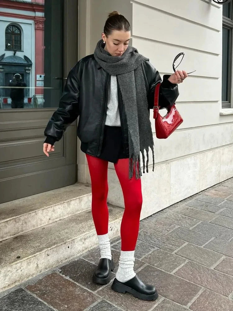 Red Silk Velvet Pantyhose — Anti-Hook Bridal & New Year Tights