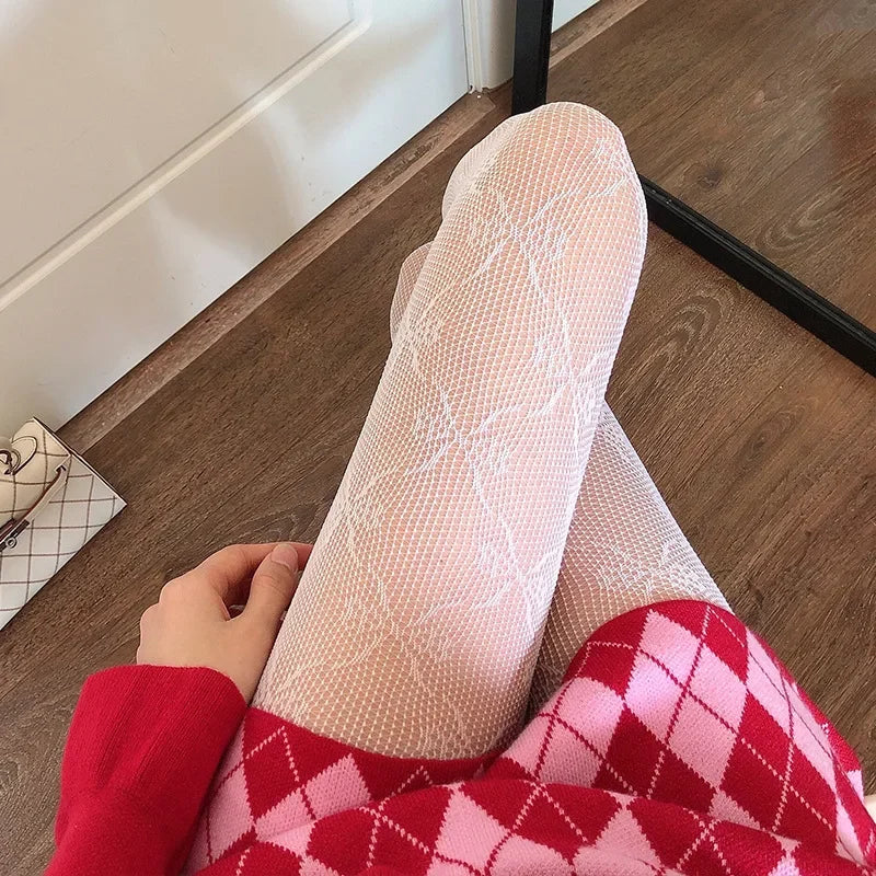 Punk Fishnet Pantyhose — Lace Mesh Thigh High Tights & Body Stockings