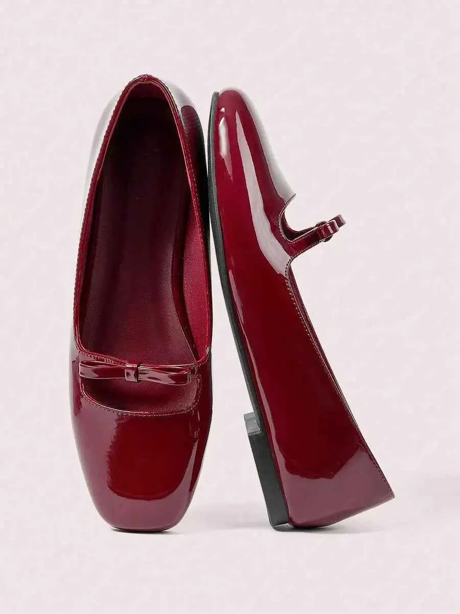 Women's Bow Ballerina Flats – Round Toe Slip-On Mary Jane Shoes for Casual, Commute & Party