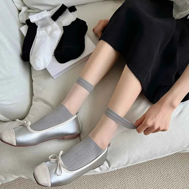 Sheer Crew Socks for Women — Thin, Breathable & Soft in 4 Colours